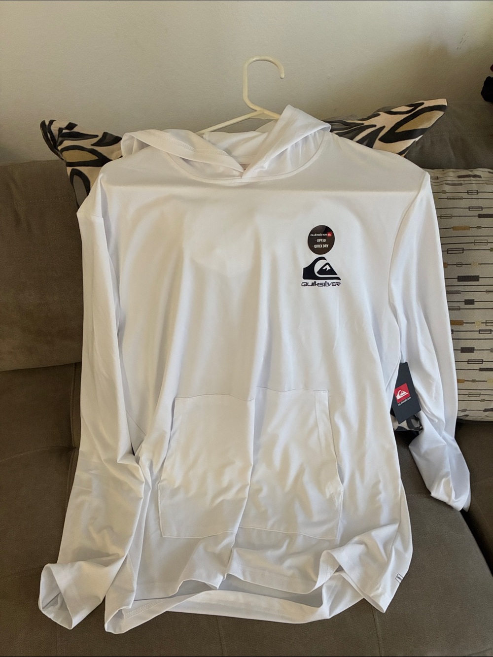 Quiksilver White Lightweight Hooded Pullover